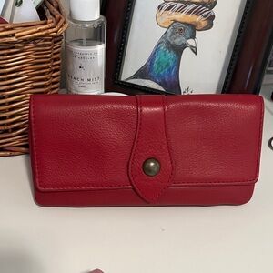 Nordstrom Genuine leather Red Leather Snap Clutch Wallet